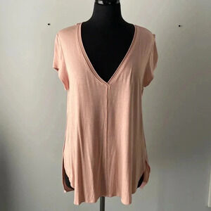Bordeaux |  V-Neck, Hi-Low T-shirt